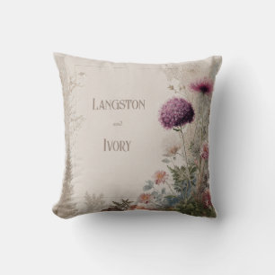 Dramatische Pflaume Distel Botanische Grunge Textu Kissen