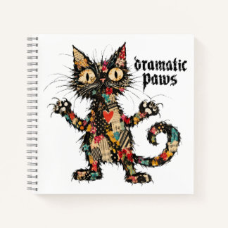 Dramatische Pfoten Lustiges Schwarzes Katze Spiral Notizbuch