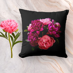 Dramatische rosa und violette Pfingstrosen Kissen