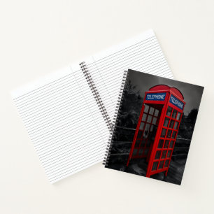 Dramatische rote Telefonzelle Fotografie Reise  Notizbuch