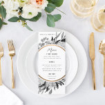 Dramatische Schwarz-Weiß-Wasserfarben-Hochzeit Menükarte<br><div class="desc">perfekt für jedes Ereignis; passen Sie Hintergrund,  Kreis und Textfarbe und Stil an</div>