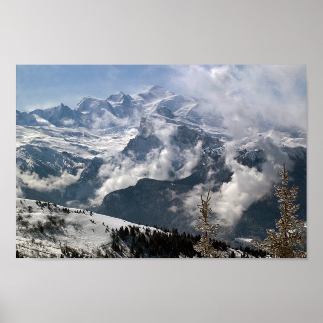 Dramatische Sicht auf den Mont Blanc Poster (Vorne)