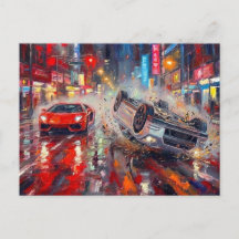 Dramatischer Autounfall Neon City Art #2