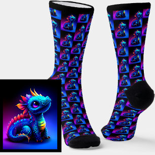 Dramatischer Blue Pink Baby Fantasy Dragon Socken