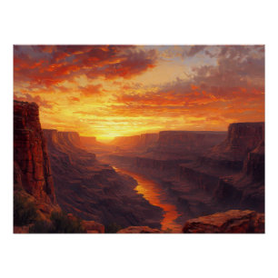Dramatischer Canyon bei Sonnenaufgang Poster