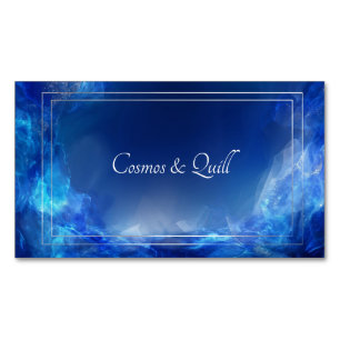 Dramatischer Deep Sapphire Nebel Silber Rahmen Magnetische Visitenkarte