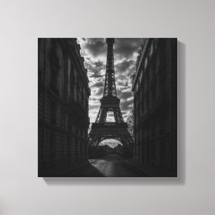 Dramatischer Eiffelturm-Blick in monochromen Paris Leinwanddruck