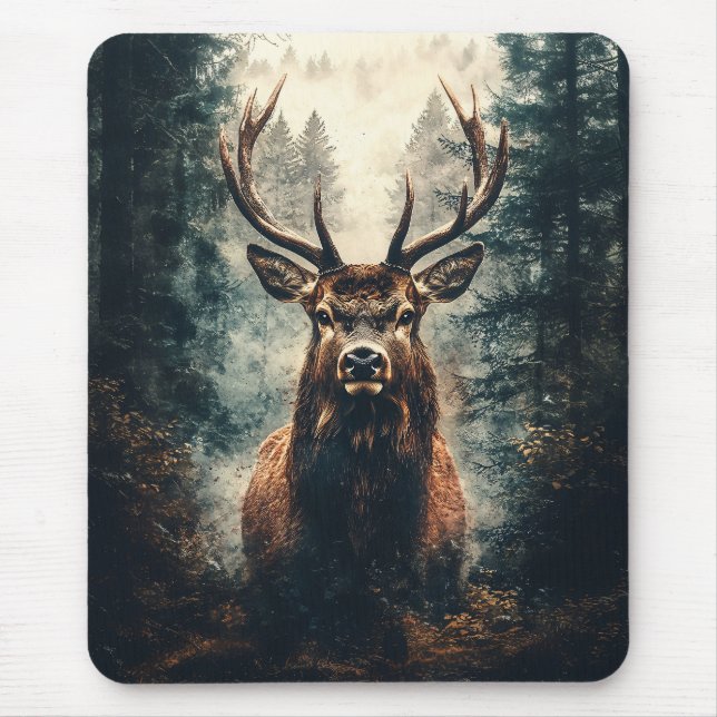 Dramatischer Elch im Wald Mousepad (Vorne)