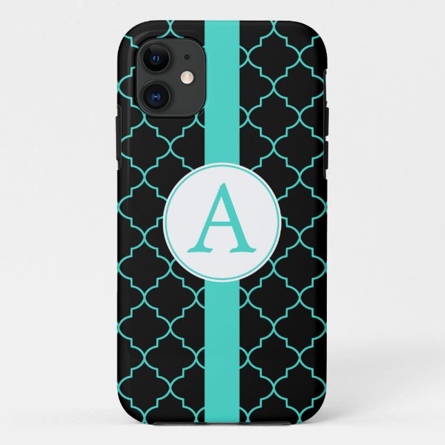 Dramatischer Fall Turquoise Monogram iPhone 5 Case-Mate iPhone Hülle (Rückseite)