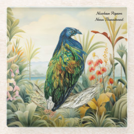 Dramatischer, handgemalter Nicobar-Taube Glasuntersetzer