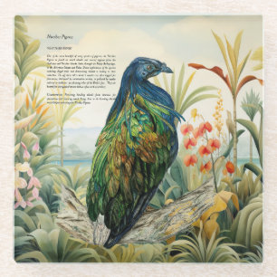 Dramatischer, handgemalter Nicobar-Taube Glasuntersetzer