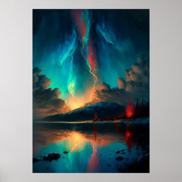 Dramatischer Himmel und blauer Himmel über dem Was Poster