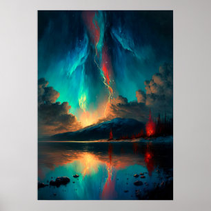 Dramatischer Himmel und blauer Himmel über dem Was Poster