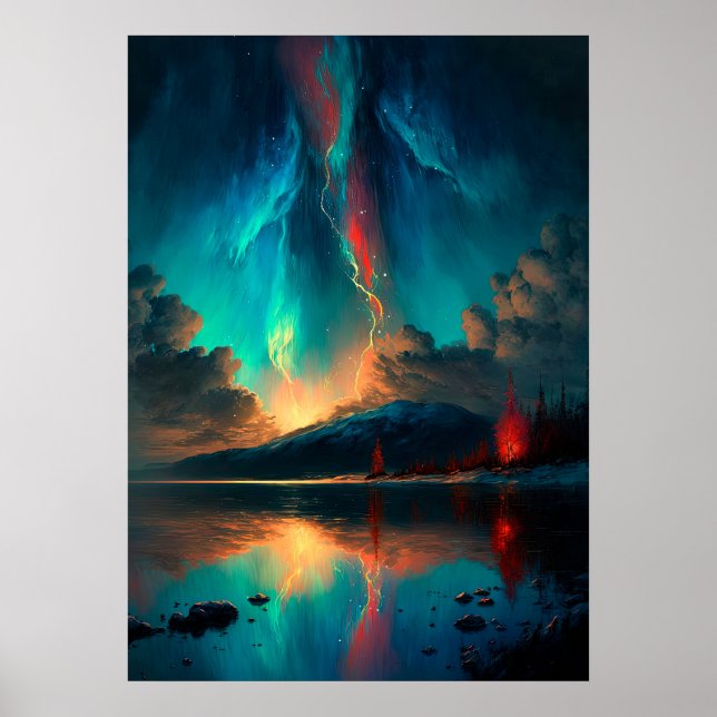 Dramatischer Himmel und blauer Himmel über dem Was Poster (Vorne)