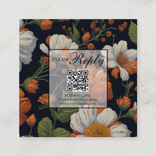 Dramatischer Orangefarbener, eleganter QR-Code Begleitkarte