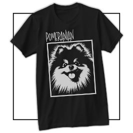 Dramatischer Pop-Art-Pomeranian-Weiß auf Schwarz T-Shirt