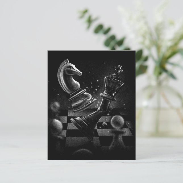 Dramatischer Schachkampf - Ritter gegen Pferd (Stehend Vorderseite)