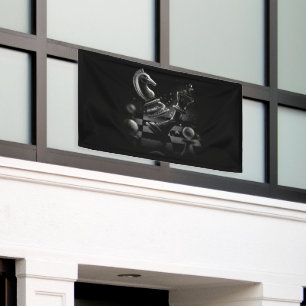 Dramatischer Schachkampf - Ritter gegen Pferd Banner
