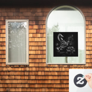 Dramatischer Schachkampf - Ritter gegen Pferd Fensteraufkleber