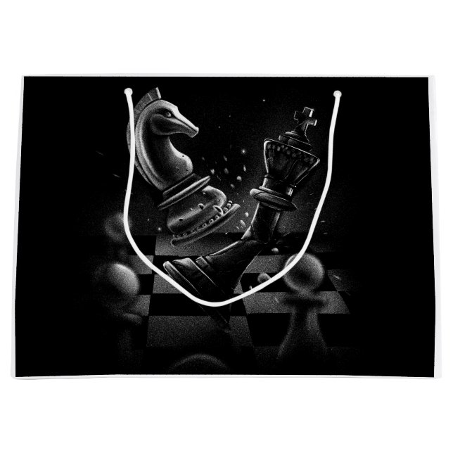 Dramatischer Schachkampf - Ritter gegen Pferd Große Geschenktüte (Vorderseite)