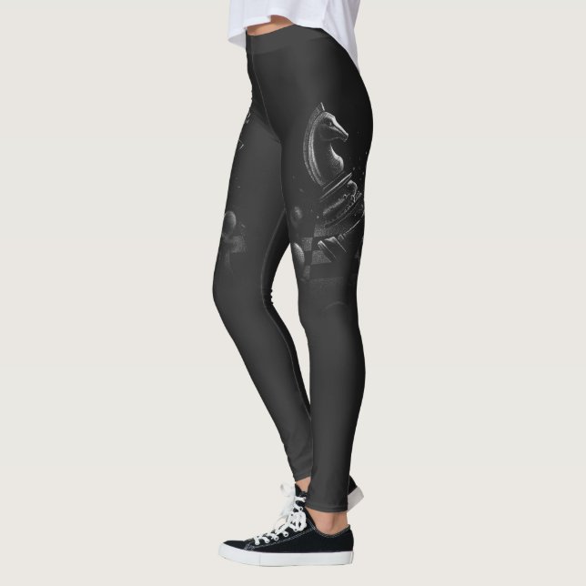Dramatischer Schachkampf - Ritter gegen Pferd Leggings (Links)