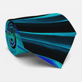 Dramatischer Schwarz-Türkis-Abstrakter Retro-Twirl Krawatte