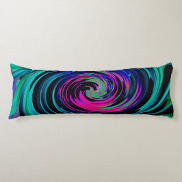 Dramatischer Schwarz-Türkis-Abstrakter Retro-Twirl Seitenschläferkissen