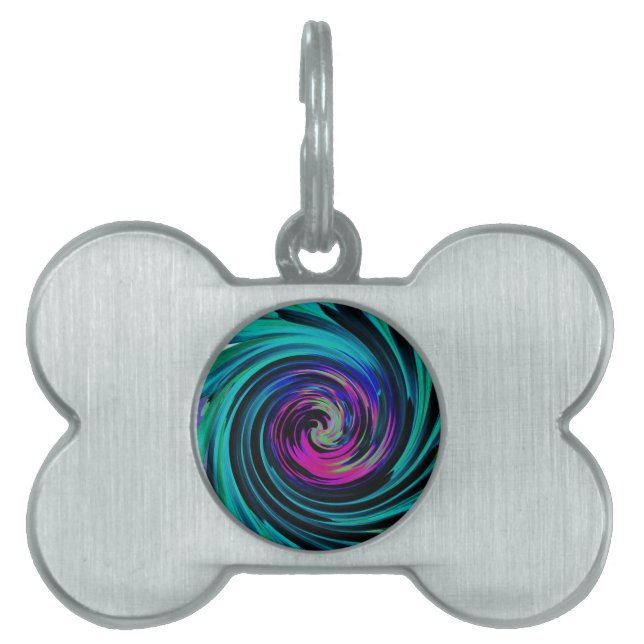 Dramatischer Schwarz-Türkis-Abstrakter Retro-Twirl Tiermarke (Vorderseite)