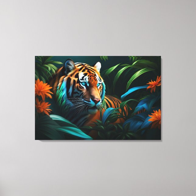 Dramatischer Tiger im Dschungel Leinwanddruck (Vorderseite)