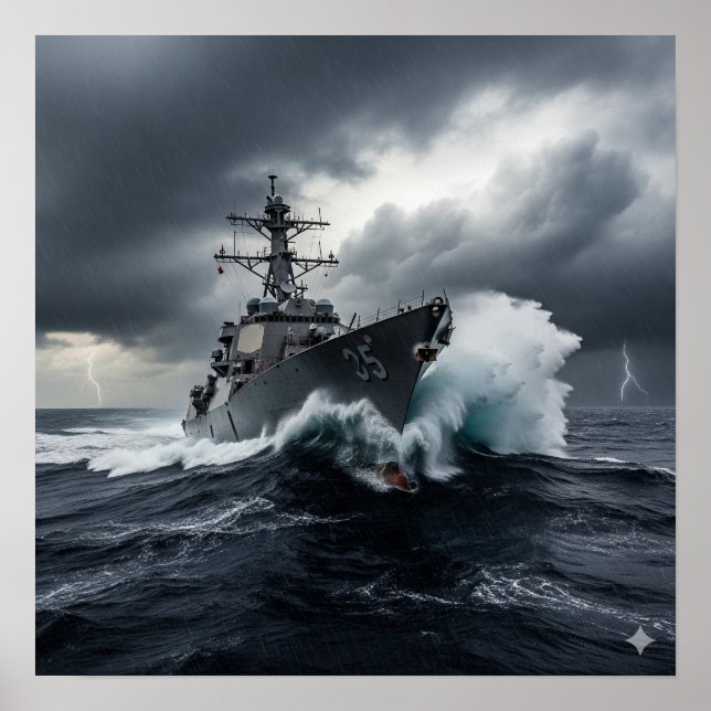 Dramatischer Zerstörer der Marine Poster (Vorne)