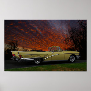 Dramatisches 1958 Buick-Cabrio-Poster Poster
