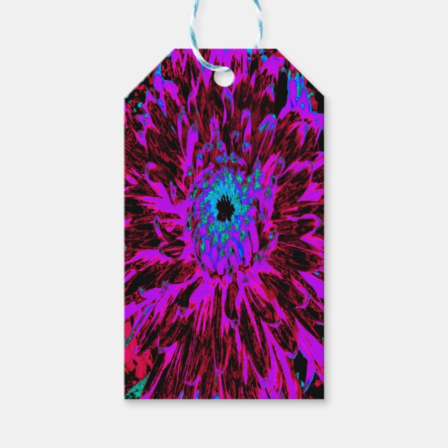 Dramatisches Crimson Red, Lila und Black Dahlia Geschenkanhänger (Vorderseite)