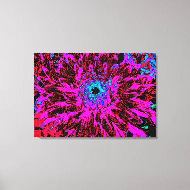 Dramatisches Crimson Red, Lila und Black Dahlia Leinwanddruck (Vorderseite)