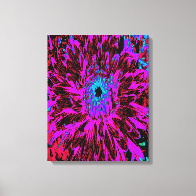 Dramatisches Crimson Red, Lila und Black Dahlia Leinwanddruck (Vorderseite)