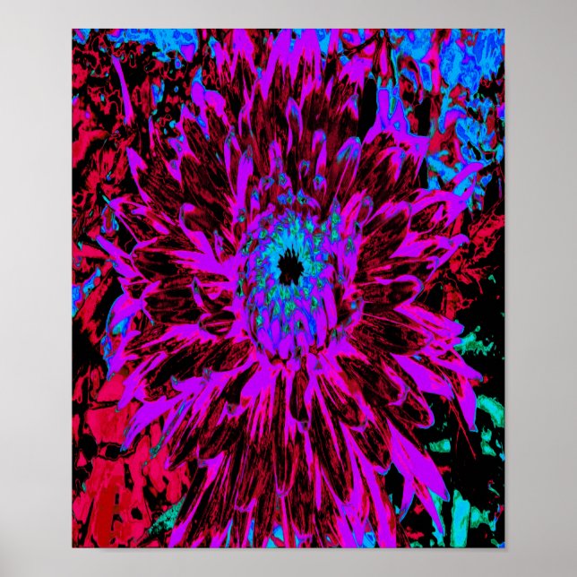 Dramatisches Crimson Red, Lila und Black Dahlia Poster (Vorne)