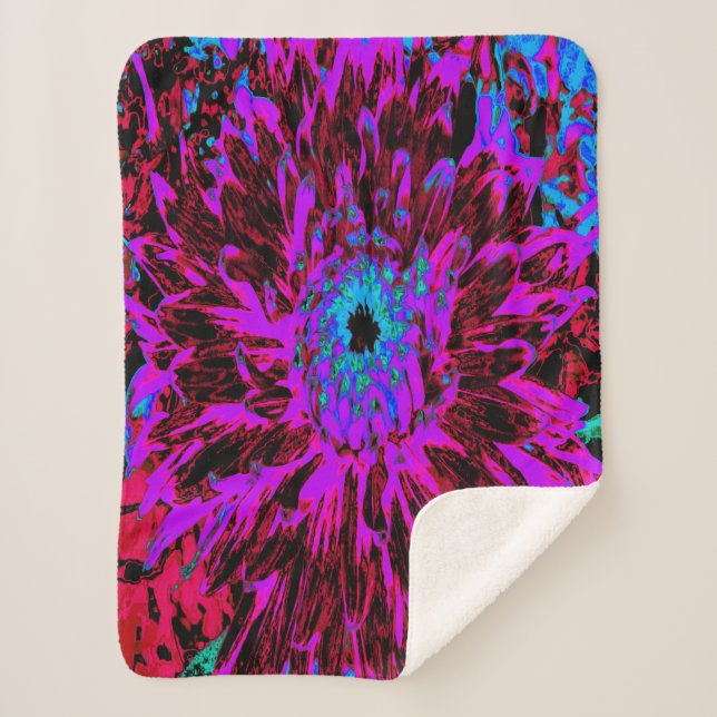 Dramatisches Crimson Red, Lila und Black Dahlia Sherpadecke (Vorderseite)