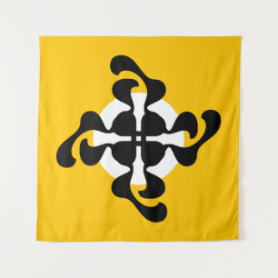 Dramatisches Doppelglas Q spiegelt moderne gelbe s Wandteppich