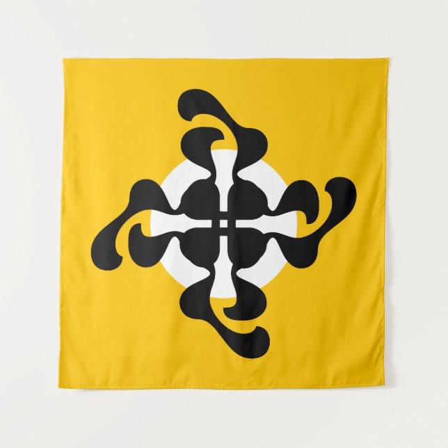 Dramatisches Doppelglas Q spiegelt moderne gelbe s Wandteppich (Vorderseite)