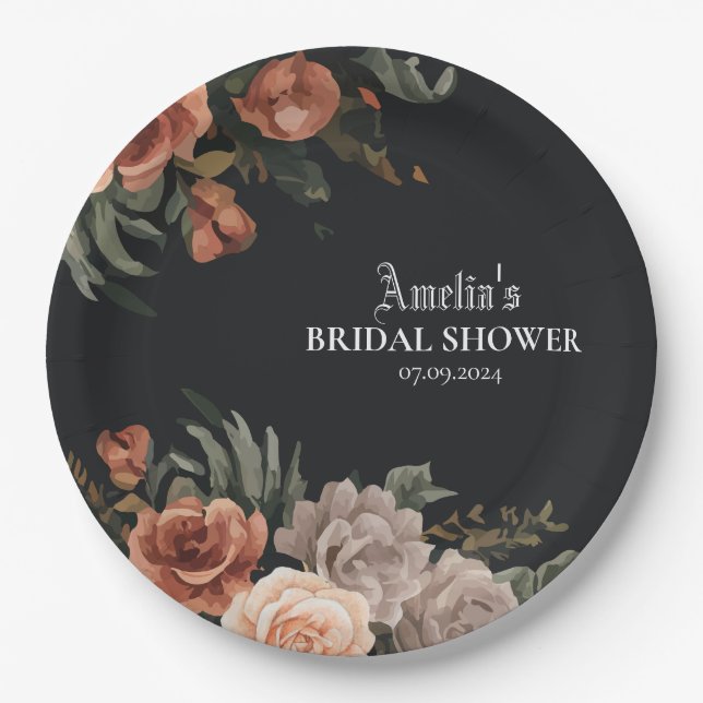 Dramatisches, dunkles, launisches, gotisches Vinta Pappteller (Vorderseite)