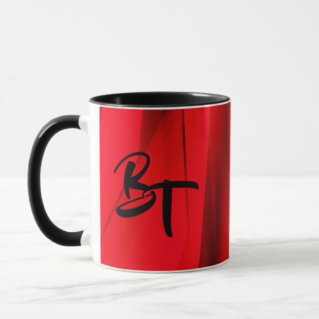Dramatisches Elegantes Rotes Schwarzes Abstrakt Mi Tasse (Links)