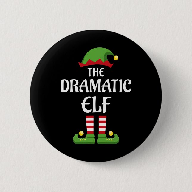 Dramatisches Elf Familienmatratzen Weihnachten Button (Vorderseite)