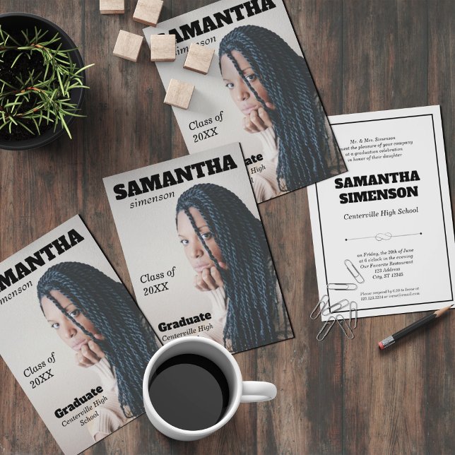 Dramatisches Magazine Stylesgraduierungsparty Einladung (Von Creator hochgeladen)