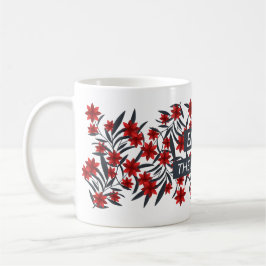 Dramatisches Red Floral "Enjoy the moment" Zitat D Kaffeetasse