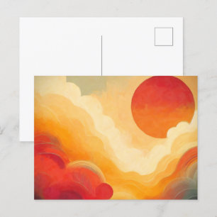 Dramatisches Rotes Sonnenbild Postkarte