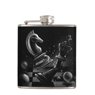 Dramatisches Schach-Monochrom Flachmann