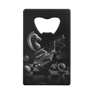 Dramatisches Schach-Monochrom Geldbeutel Flaschenöffner