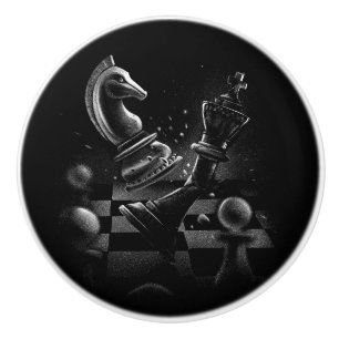 Dramatisches Schach-Monochrom Keramikknauf
