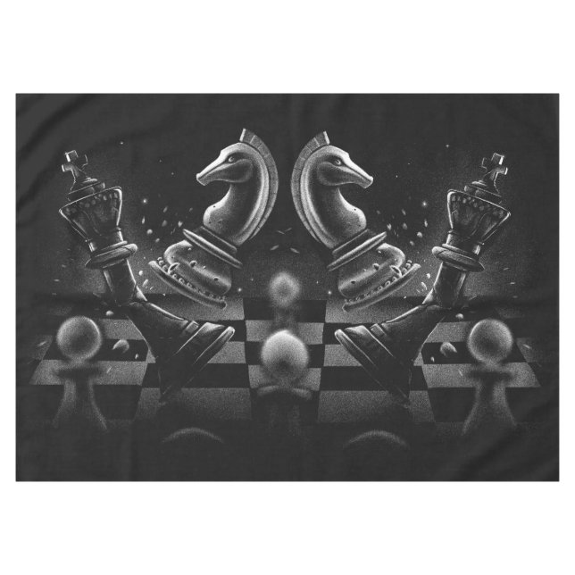 Dramatisches Schach-Monochrom Tischdecke (Vorderseite (Horizontal))
