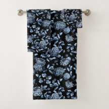 Dramatisches Schwarz Silber Blau Floral