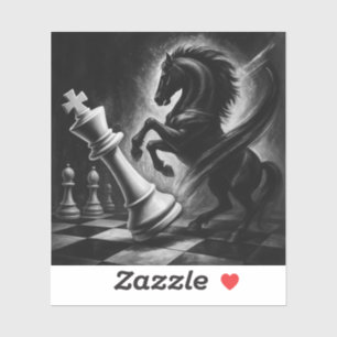 Dramatisches Schwarzes Pferd gegen König - kühne S Aufkleber